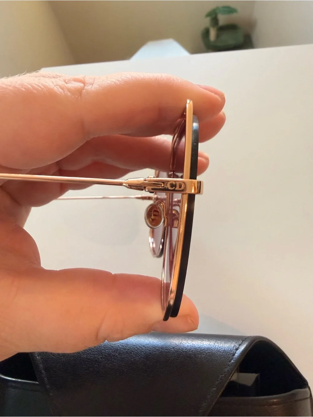 Dior Women's Sunglasses with Pink Lenses and Gold Frame